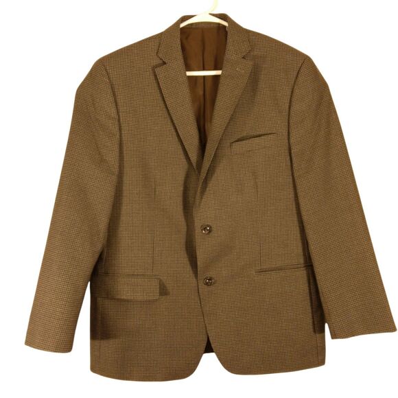 Michael Kors MK sport coat blazer mens 44R brown checker 2 button double vented - Picture 1 of 11